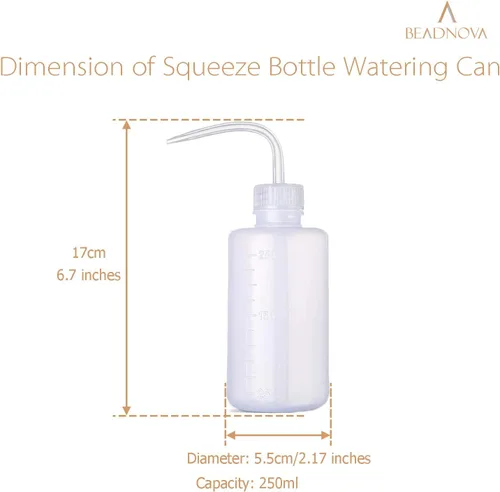 Vista 2 de BEADNOVA Botella exprimible para regar plantas, 8.5 fl oz, 8 onzas, pequeña regadera de plástico para plantas de interior y suculentas (3 unidades)
