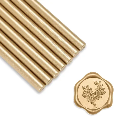 Vista 11 de UNIQOOO Mavailable - Varillas de cera para sellar con pistola de pegamento para sello de cera, dorado antiguo metálico, ideal para invitaciones