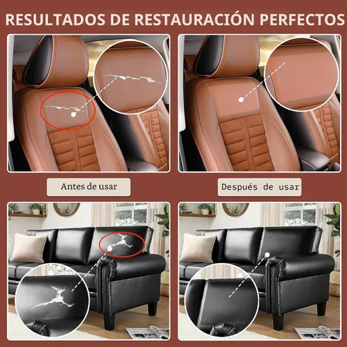Vista 5 de Kit de cinta para reparación de cuero, parche autoadhesivo para muebles, sofá, asientos de automóvil, silla de oficina, kit de reparación de vinilo