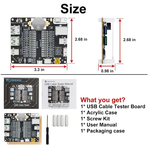 Vista 7 de Tablero de prueba de cable USB Treedix con estuche de acrílico, comprobador de cable USB, cable de datos con carga, línea de datos de prueba, tipo