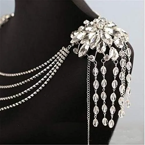 Vista 2 de WIIPU Lujo Rhinestone Crystal Collar Cadena de Hombro de la novia joyas de boda (A1393)