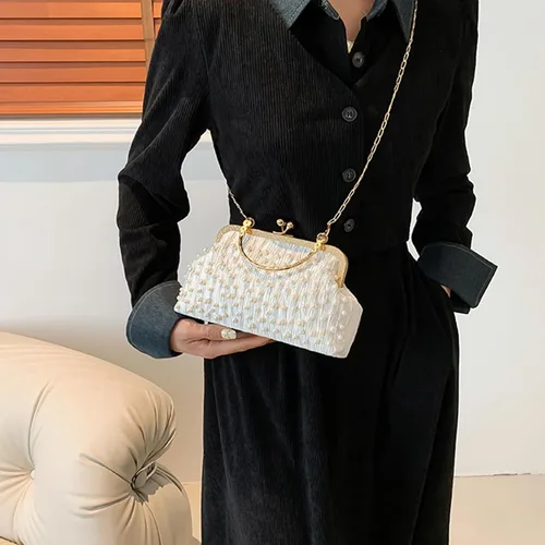 Vista 5 de Tote Bag for Women, Elegant Women's Handbag Fashionable Evening Party Purse with Metal Chain Shoulder Bag