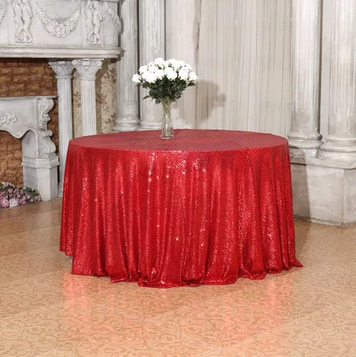 Vista 6 de SquarePie Mantel redondo de lentejuelas de 72 pulgadas, color rojo, para Navidad, boda, fiesta de cumpleaños