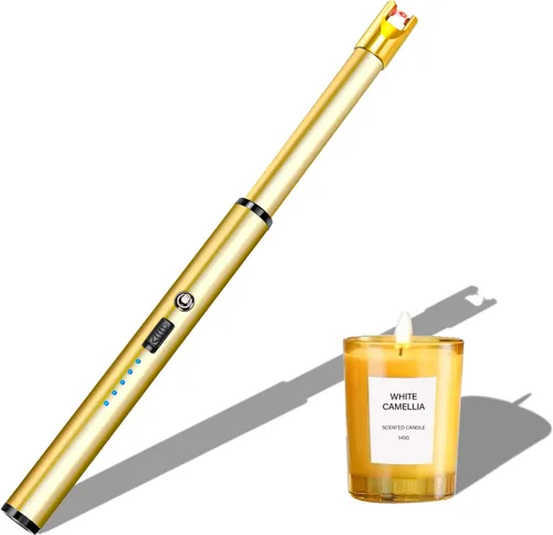 Vista 13 de Encendedor de velas eléctrico, resistente al viento, recargable por USB, sin llama, cuello largo, para velas, estufa de gas, chimenea, barbacoa