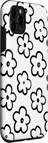 Vista 3 de Funda para iPhone 11 Pro Max con diseño de flores silvestres en blanco y negro