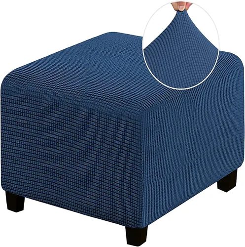 Vista 9 de Funda otomana de alta elasticidad, fundas protectoras de terciopelo elástico para reposapiés, lavable, resistente a la suciedad, con parte inferior