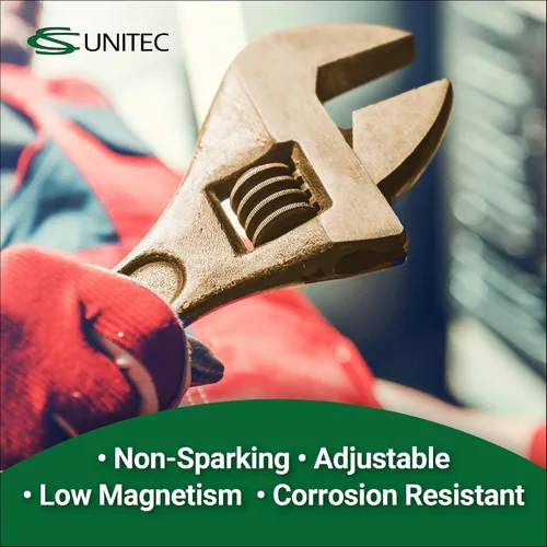 Vista 2 de CS Unitec Llave ajustable sin chispas y no magnética Herramienta de bronce de aluminio de 6 pulgadas, certificado TUV y libre de berilio