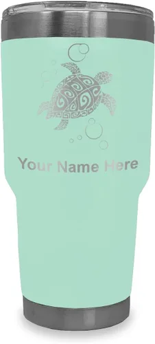 Vista 11 de LaserGram Vaso aislado al vacío de 20 onzas, tortuga marina hawaiana, grabado personalizado incluido (morado claro)