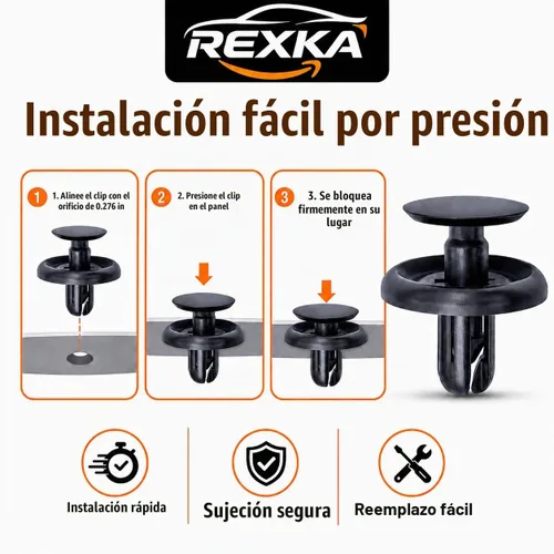 Vista 6 de Rexka 20 piezas de protector contra salpicaduras de motor Fender Liner tapa de maletero debajo de la cubierta clip de retención estilo empuje 20PZAS