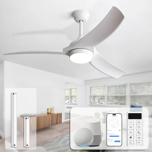 Vista 13 de Sofucor Ventilador de techo inteligente de 52 pulgadas, funciona con aplicación/Alexa/Google, ventilador de techo negro para exteriores con control