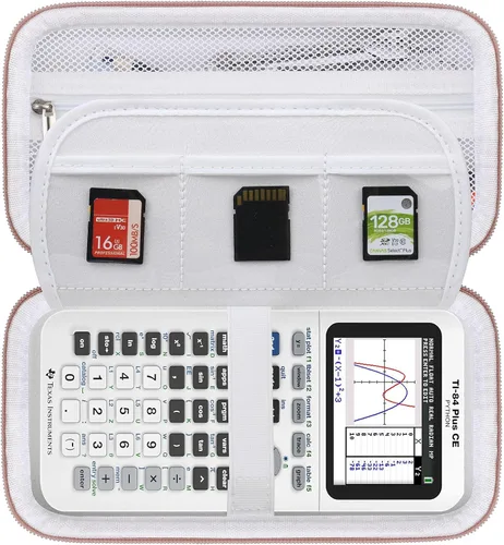 Vista 11 de BOVKE Funda rígida para calculadora de colores Texas Instruments TI-84 Plus CE, TI-84 Plus/TI-83 Plus CE, bolsillo con cremallera adicional para Azul