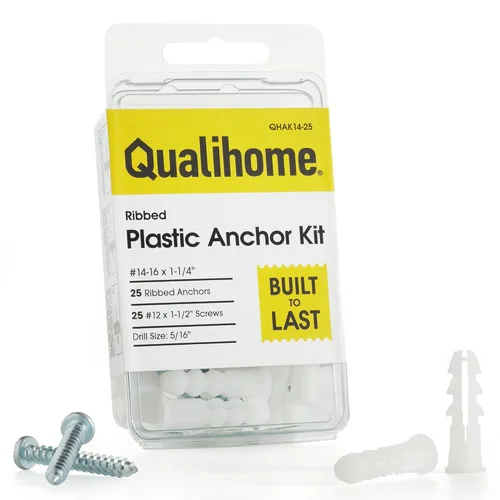 Vista 10 de Qualihome Kit de Anclajes de Plástico Acanalado para Paneles de Yeso - Anclajes de Pared y Tornillos para Paneles de Yeso Incluye Anclajes