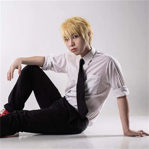 Vista 6 de Anime Denji Cosplay peluca con gorra gratis
