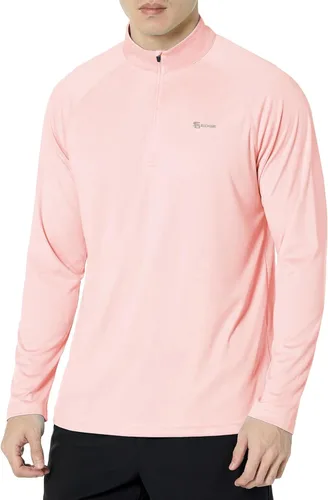 Vista 28 de Men's UPF 50+ Rash Guard 1/4 Zip Stand Collar Swim Shirt Long Sleeve Berry Conservar