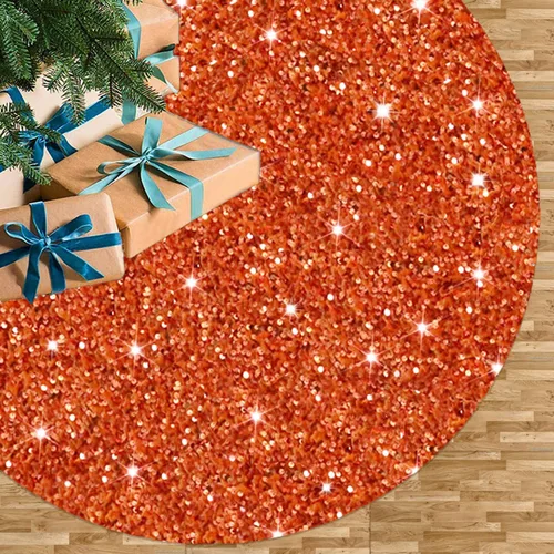 Vista 10 de Faldas de árbol moradas de Navidad de 21 pulgadas, faldas de árbol de lentejuelas con purpurina, decoración de tela de terciopelo, falda de árbol