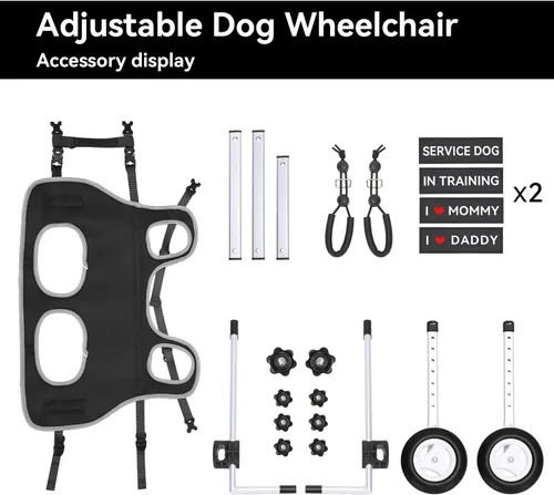 Vista 9 de [Usado] Dog Wheelchair for Back Legs,Adjustable Lightweight Aluminum Profile Pet Wheel Chair Has Added Hand-Carrying Assistance and Reflective