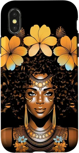 Vista 5 de iPhone 12 mini Orquídeas Afro Afro Orquídeas Flor Corona Negro Orgullo Caso
