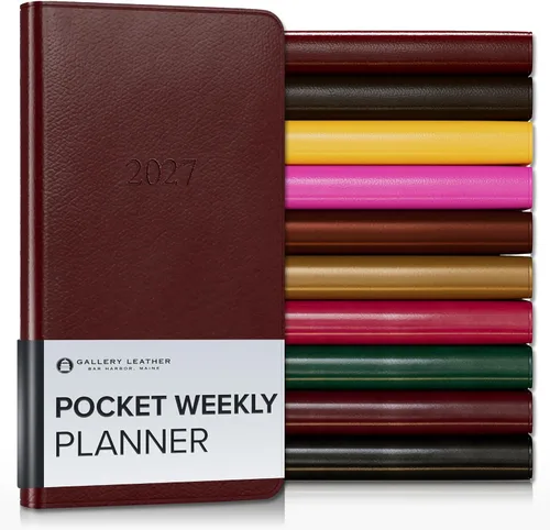 Vista 173 de Gallery Leather Planificador Semanal y Mensual Grande 2025-2026, Calendario Planificador y Cuaderno Elegantemente Encuadernado con Elegantes Bordes