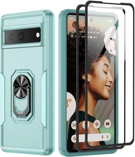 Vista 11 de Funda para Google Pixel 6A 5G con protector de pantalla, grado militar, de doble capa, resistente, a prueba de golpes, cubierta protectora de cuerpo
