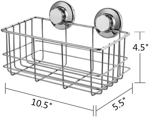 Vista 3 de SANNO Estante de pared de baño con ventosa, cesta de baño profunda, ganchos de succión dobles