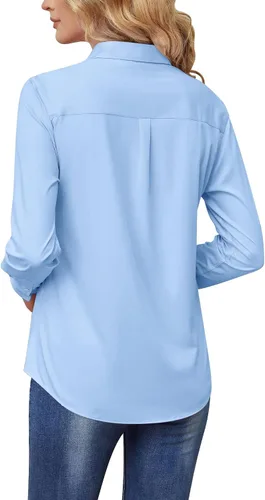 Vista 3 de TOLOVIC Wrinkle Free Womens Button Down Shirts for Women Long Sleeve Stretch Business Office Formal Work Blouses Tops