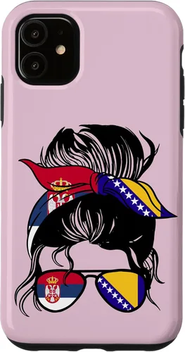 Vista 5 de Funda para iPhone 14, mitad bosnia, mitad serbia, raíces bosnias y serbias