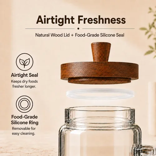 Vista 3 de ANSQU Tarro de vidrio con cuchara, tarro de café de 13.5 oz