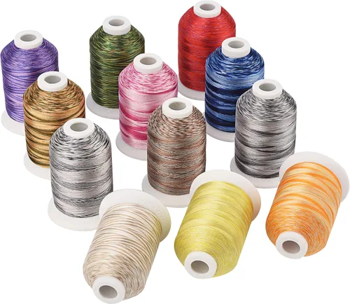 Vista 9 de Simthread s 12 hilo de la máquina del bordado del poliéster del color abigarrado para la mayoría de las máquinas caseras del bordado 1100 yardas