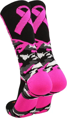 Vista 2 de TCK Woodland Camo Breast Cancer Awareness Crew Socks
