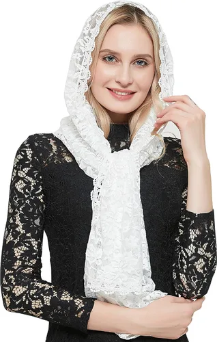 Vista 7 de Bufanda de encaje floral vintage de pestañas capilla velo mantilla infinito latino masa S04