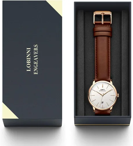 Vista 6 de LOBINNI Relojes de moda para hombre con acero inoxidable impermeable automático reloj de maquinaria para hombre, fecha automática semana