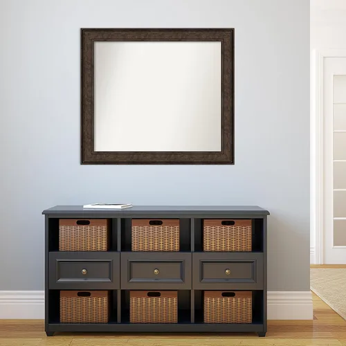 Vista 200 de Amanti Art Espejo de pared personalizado no biselado (25 x 25 pulgadas), marco de bronce acentuado, varios tamaños personalizados, espejo de baño