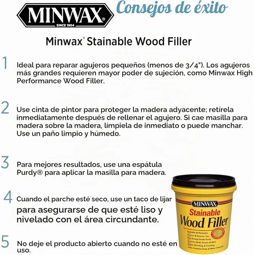 Vista 7 de Minwax 42851000 Relleno de madera teñible, 1 oz, natural
