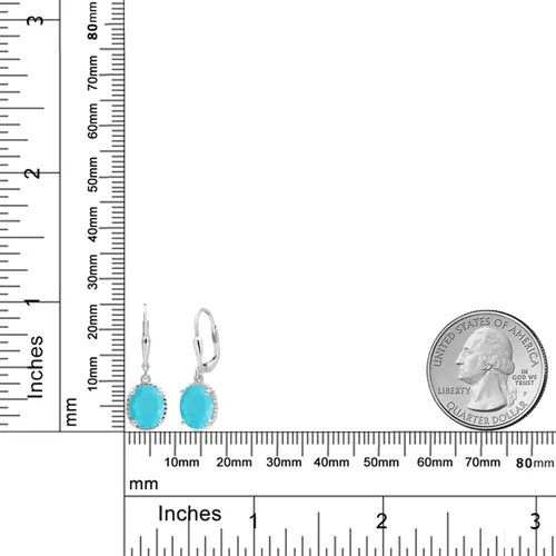 Vista 145 de Gem Stone King Aretes colgantes de gota para mujer, plata de ley 925, piedra natal ovalada de 0.354 x 0.276 in, joyería fina, regalos para ella