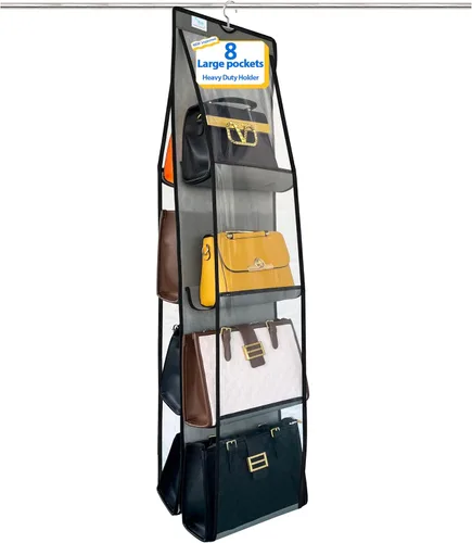 Vista 11 de Organizador de bolso, nuevo mejorado más grande, organizador de bolso para armario, ganchos resistentes, almacenamiento de bolso, material duradero