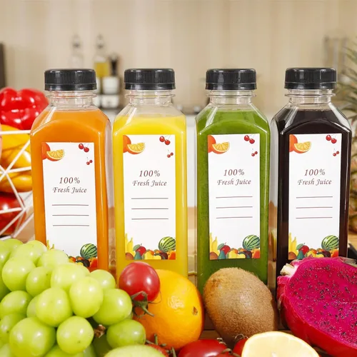 Vista 7 de OBKJJ 40 botellas de jugo de 4 onzas, botellas de jugo con tapas, botellas transparentes vacías reutilizables con etiqueta, embudo, cepillo