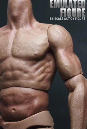 Vista 3 de Cuerpo musculoso de 12 pulgadas, figura de acción flexible masculina para esculpir la cabeza a escala 1:6 tallada