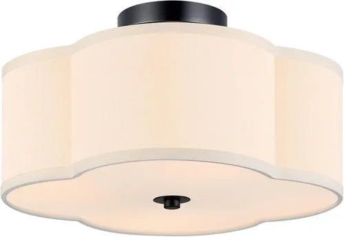 Vista 17 de VONLUCE Lámpara de techo semiempotrada de 12.6 pulgadas, moderna lámpara de techo de 3 luces con pantalla en forma de pétalos blancos, 3 enchufes