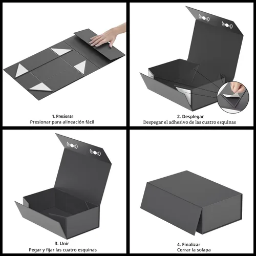 Vista 5 de RYDDOY Caja de Regalo Negra, 9.5x6x3'' Cajas de Regalo para Regalos con Tapas Cierre Magnético Rectangular Plegable para Caja de Propuesta