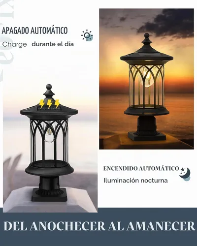 Vista 5 de KL235SPL10-1 - Luces solares impermeables para exteriores, lámpara solar del atardecer al amanecer, lámpara de poste de luz solar para poste E26