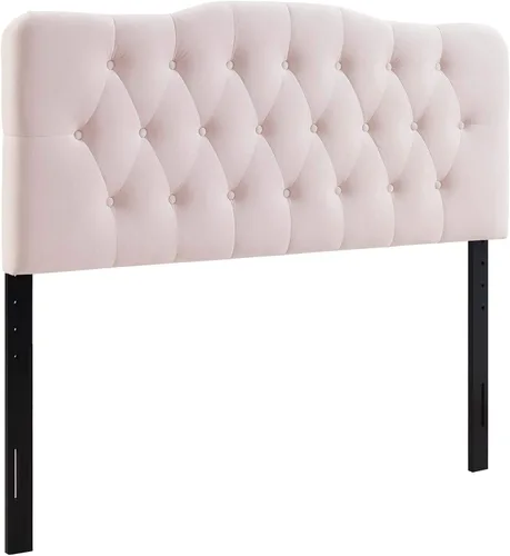 Vista 3 de Modway Annabel - Cabecero de terciopelo con estilo capitoné de diamantes para cama individual en color rosa
