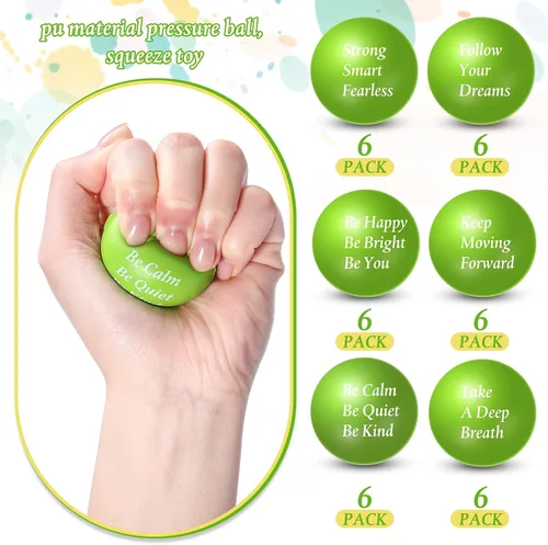 Vista 2 de Aoriher - 36 bolas antiestrés con citas motivacionales para adultos, color verde claro