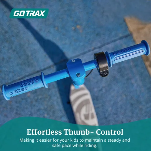 Vista 4 de Gotrax Scooter eléctrico para niños de 4 a 7 años, máximo 3 millas y 6 mph, control de pulgar Mentaazul