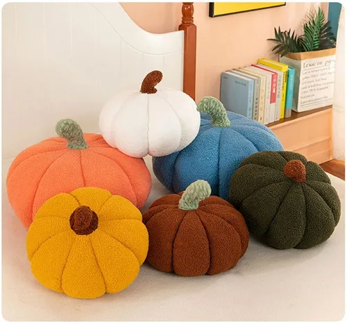 Vista 4 de Almohada decorativa de calabaza, cojín de suelo, cojín de sofá, almohada de lectura para automóvil (azul, 7.8 pulgadas)