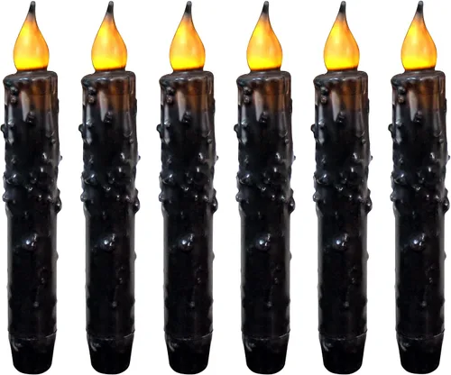 Vista 15 de CVHOMEDECO. Velas de cera real sumergidas a mano, funciona con pilas, temporizador, velas cónicas sin llama primitivas del país, 6-3/4 pulgadas