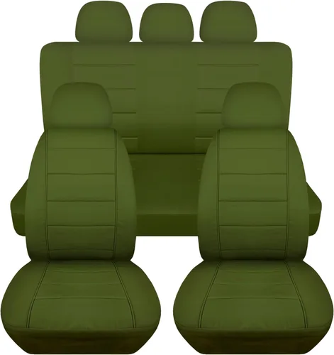 Vista 8 de Totally Covers Fundas de asiento de coche sólidas con 5 fundas (2 delanteras + 3 traseras) para reposacabezas: color negro, ajuste