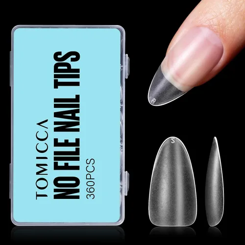Vista 27 de TOMICCA Puntas de uñas extra cortas en forma de ataúd, 240 piezas de uñas postizas acrílicas de cobertura completa para manicura con extensión, 15