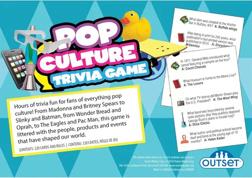 Vista 5 de Outset Media Juego de trivia de cultura pop, juego de fiesta, juego familiar, juego de viaje, divertido y fácil de jugar, 1200 preguntas de trivia