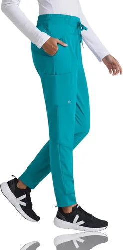 Vista 3 de Barco One Pantalón deportivo, pantalón quirúrgico de altura media, con tejido elástico de 4 vías y 3 bolsillos, para mujer