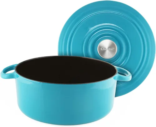 Vista 7 de Chantal Juego de horno holandés de hierro fundido, 3 y 7 cuartos de galón, esmalte premium formulado en Estados Unidos, azul marino